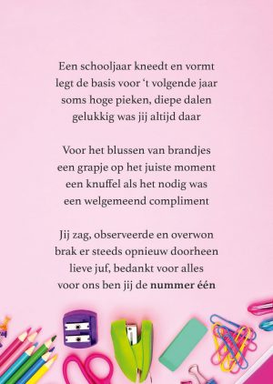 Ansichtkaart 'Nummer één juf'