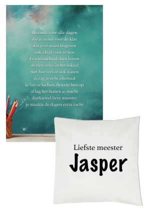 Ansichtkaart 'Zacht' meester met kussensloop