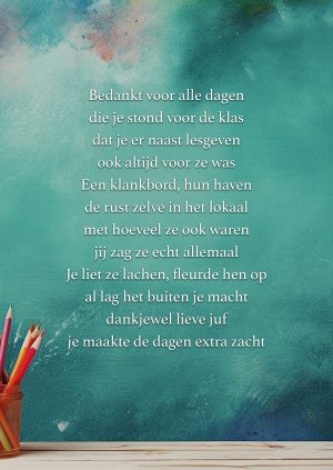 Ansichtkaart 'Zacht' juf